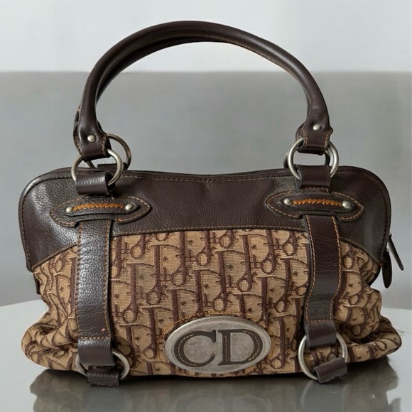 Dior Galliano 2006 Brown and Tan Monogram Shoulder Bag - Picture 1 of 9
